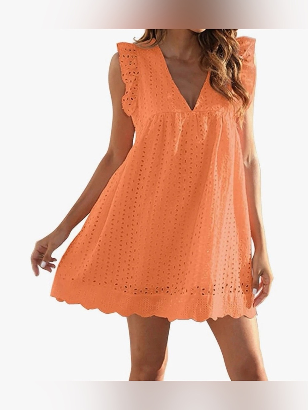Women's Orange Eyelet romper